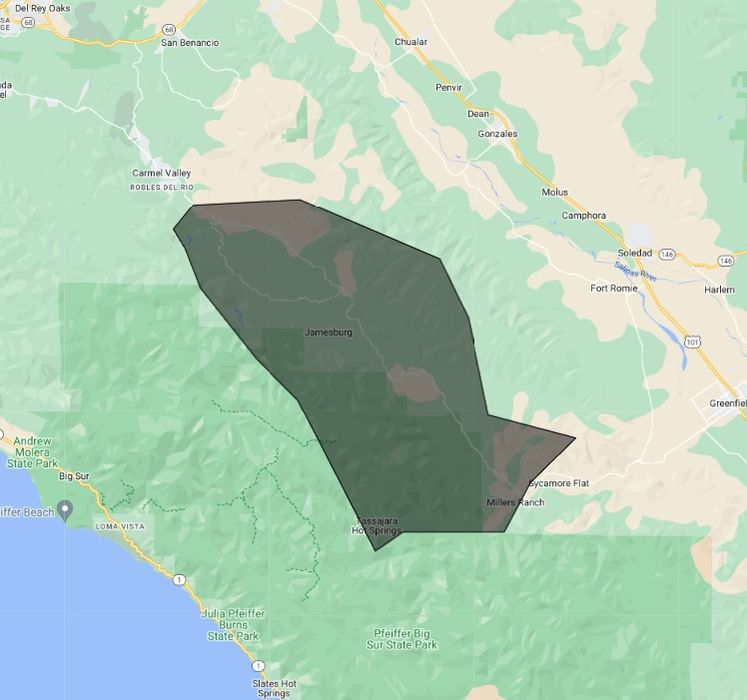 Map of Upper Valley and Cachagua in Carmel Valley