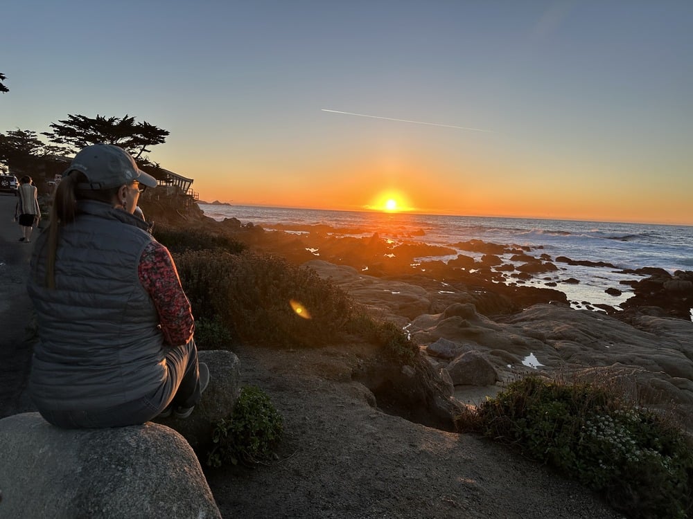 Sunset from the Scenic Bluff Pathway in Carmel-by-the-Sea, looking west over Carmel Bay