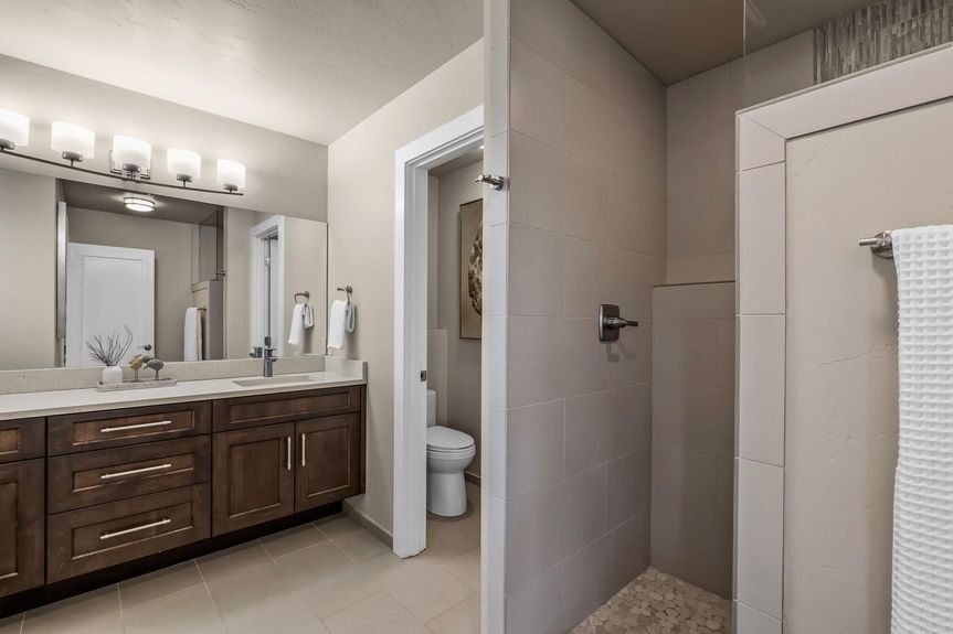 Elegant spa-like master bathroom in Bend Oregon home