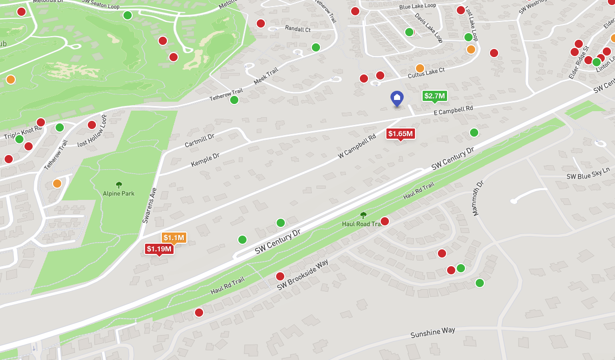 Comp Map · 19528 East Campbell · First on the Hill Sites