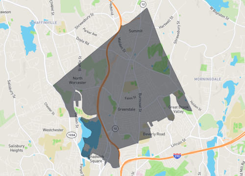 Worcester homes for sale map