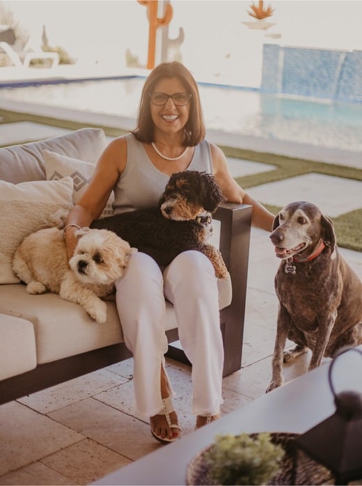 Photo of Lorraine with Her Dogs