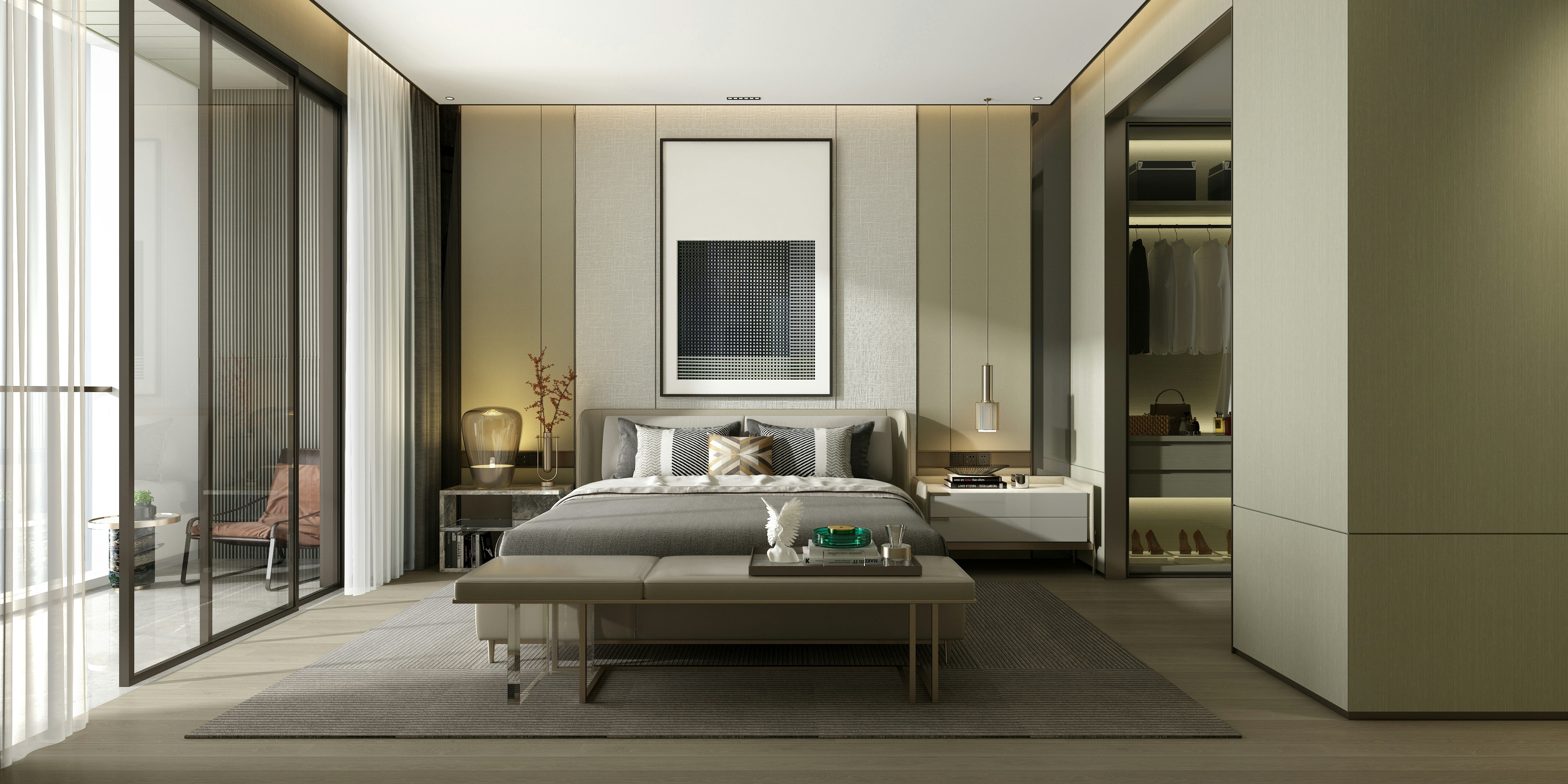 Clean crisp luxury bedroom