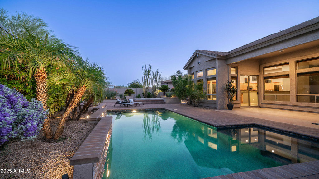 Resort-style backyard with pool and mountain views Las Sendas Mesa AZ