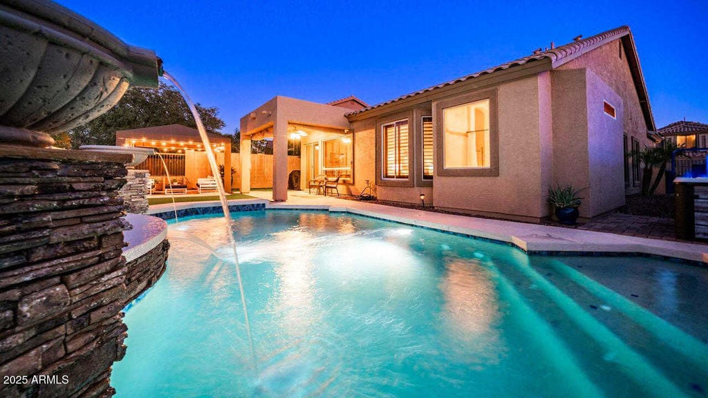 Heated pool spa and gazebo resort style backyard Las Sendas Mesa AZ