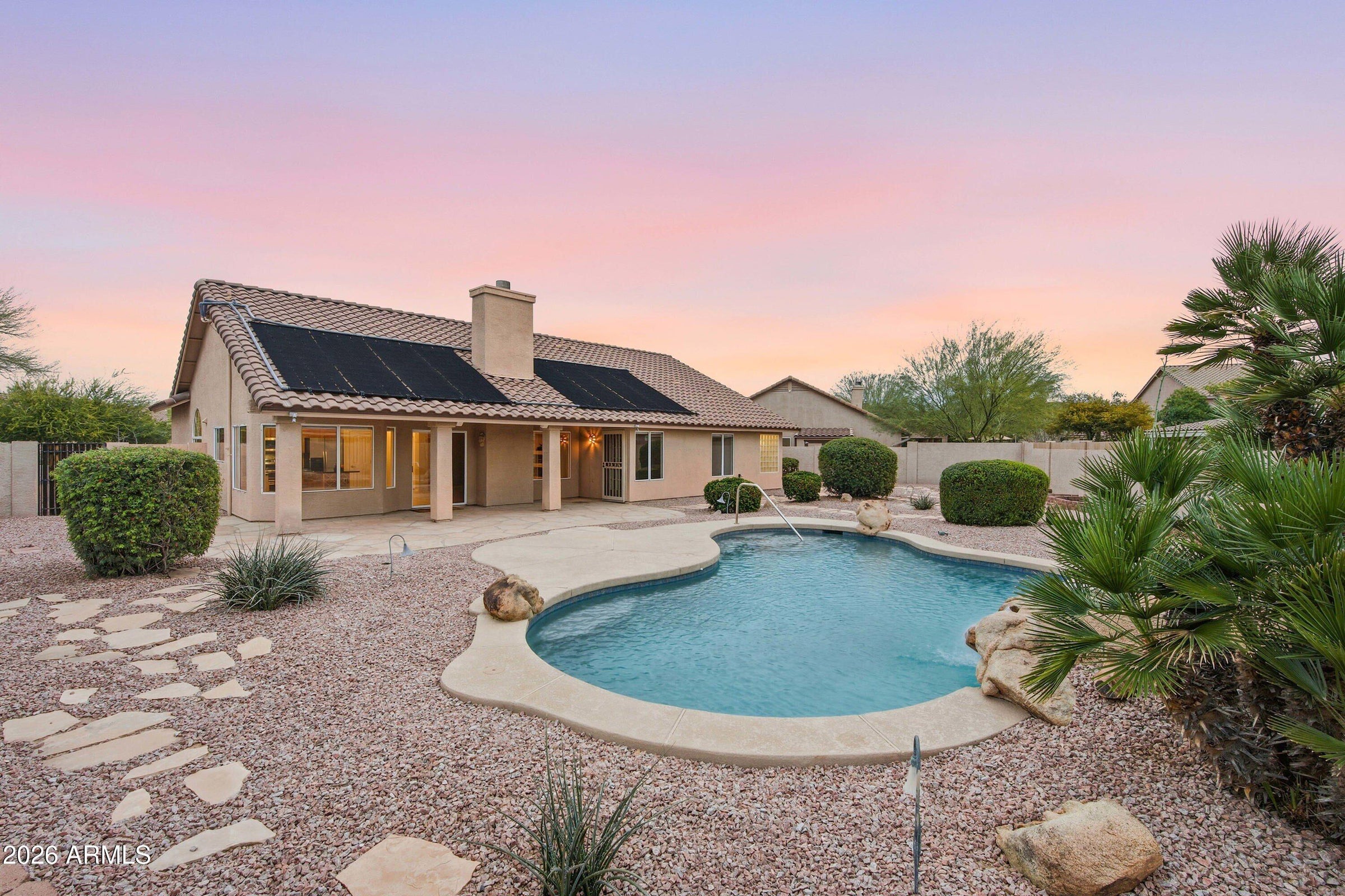 Luxury backyard with heated pool in Red Mountain Ranch Mesa