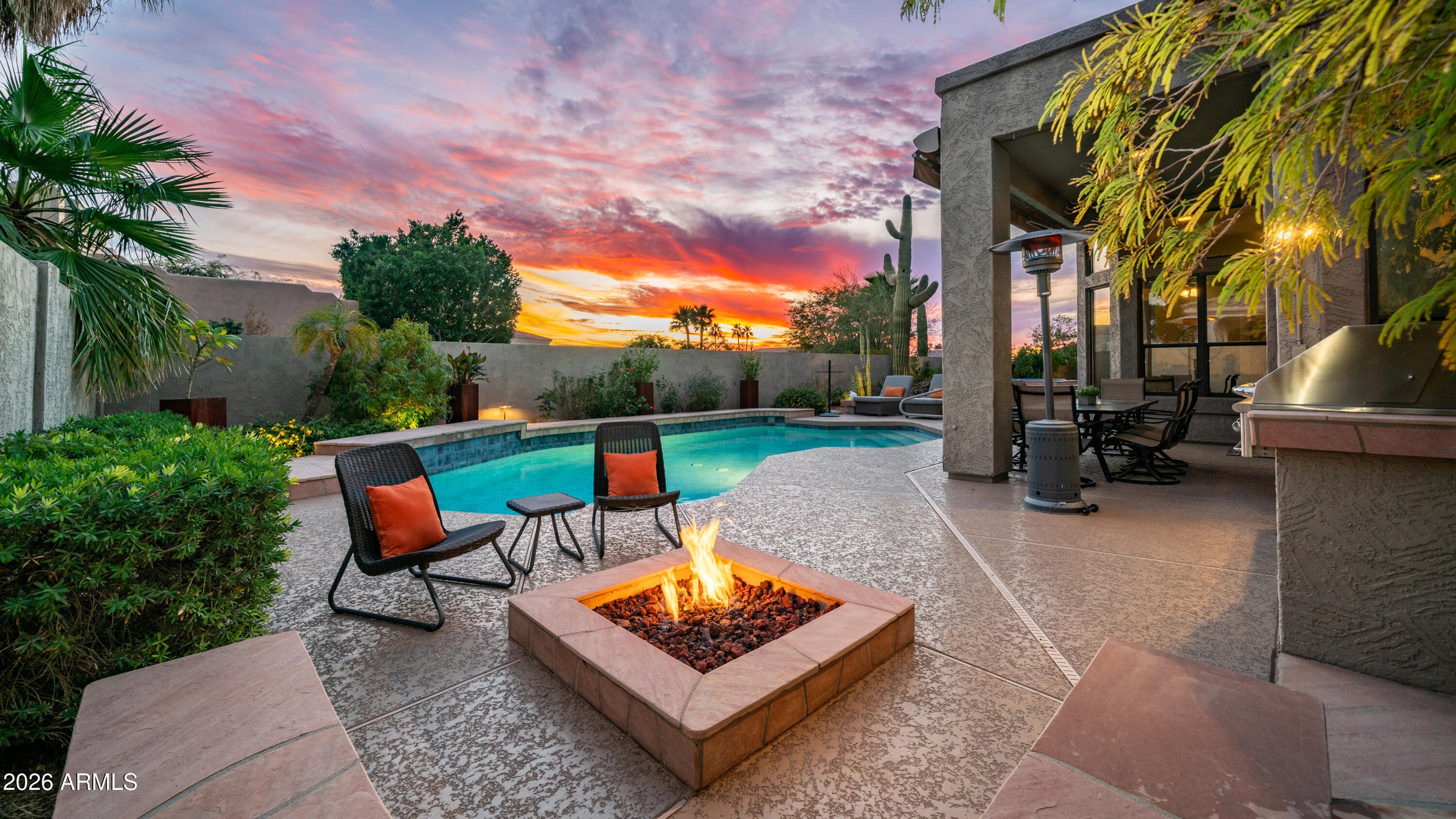 Resort-style backyard at Red Mountain Ranch luxury home Mesa AZ