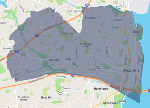 Graphic - A map outlining Alexandria County, VA