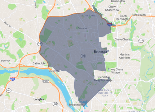Graphic - A map outlining Bethesda, MD