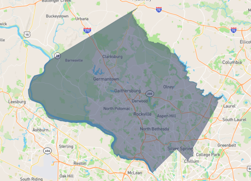 Graphic - A map outlining Montgomery County, MD