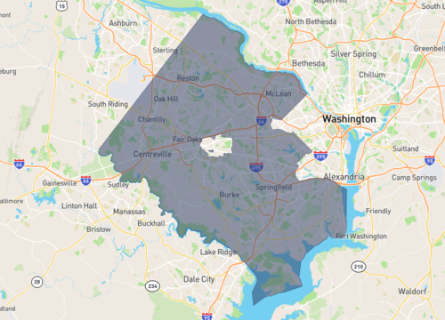 Graphic - A map outlining Fairfax County, VA