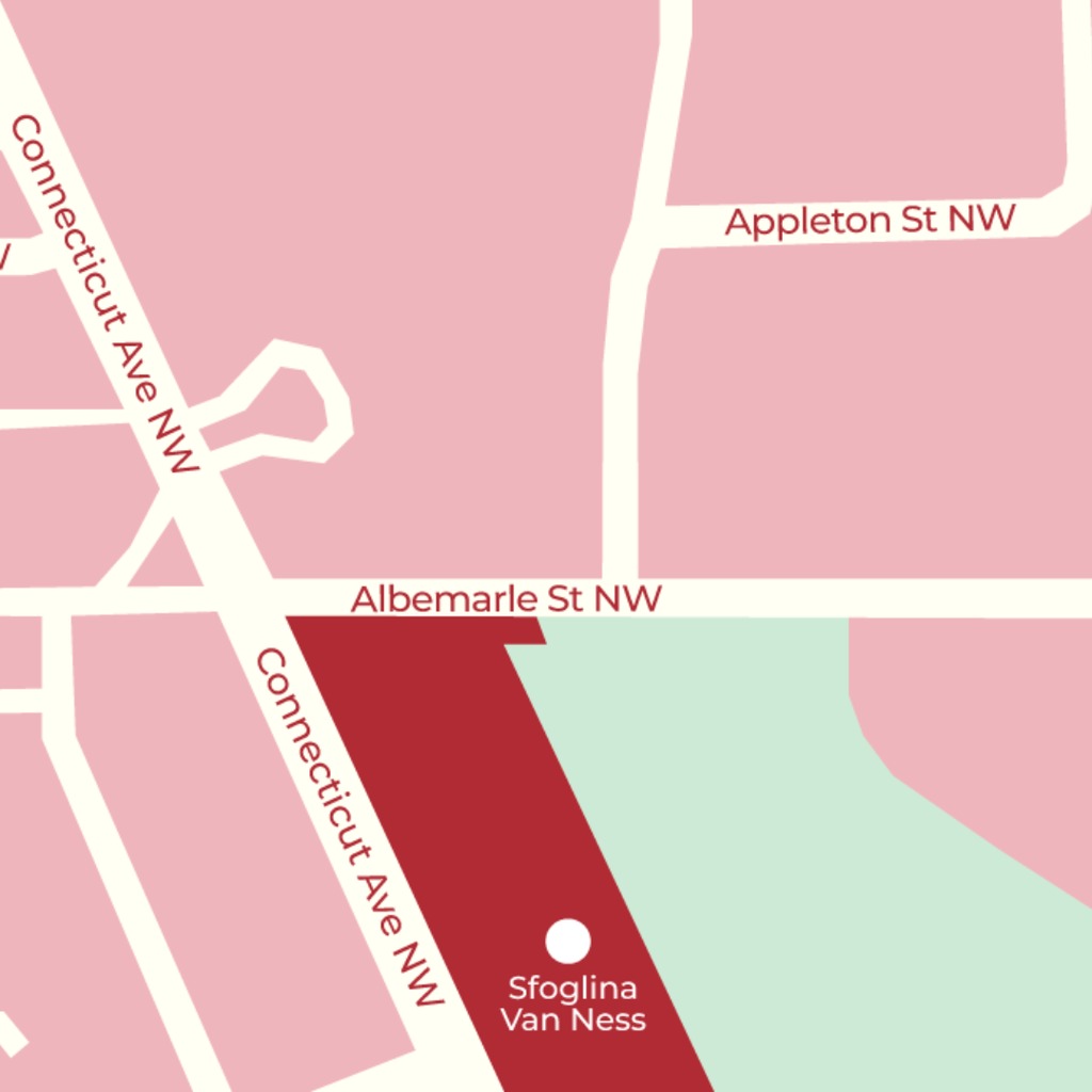 Map showing Sfoglina Van Ness in Northwest DC