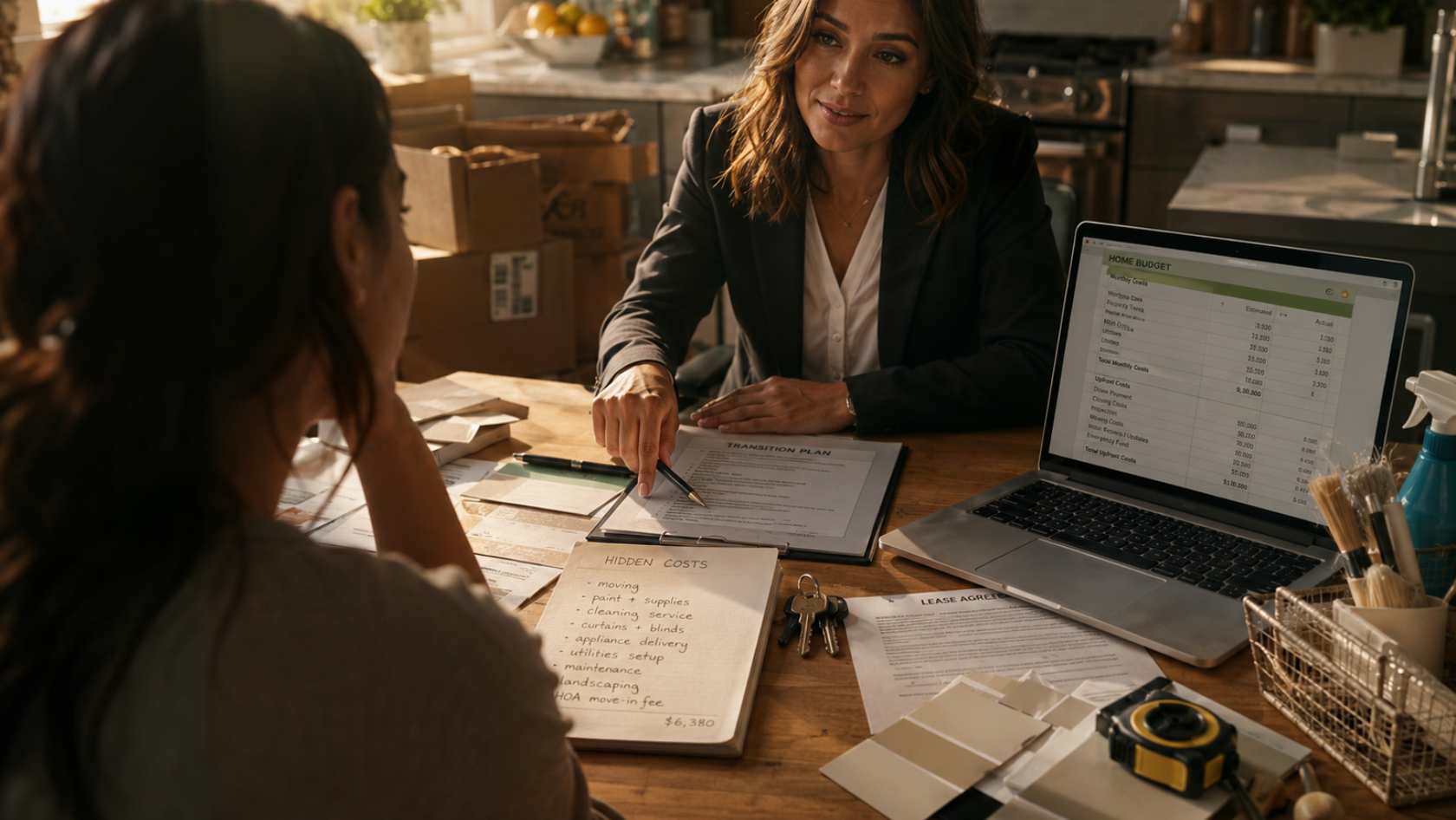 Agent going over costs with first-time home buying