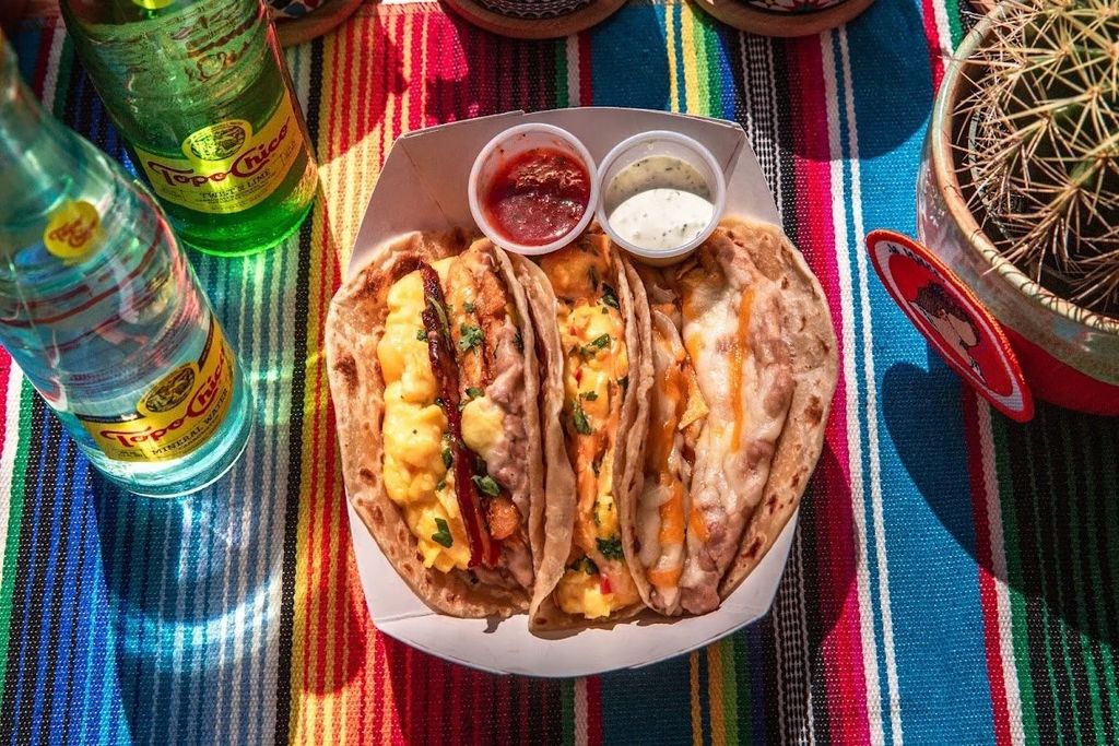 Handmade flour tortilla breakfast taco at La Tejana Mount Pleasant DC