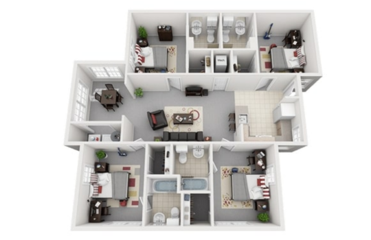 Condo Floor Plan 4&#215;4 Optimized