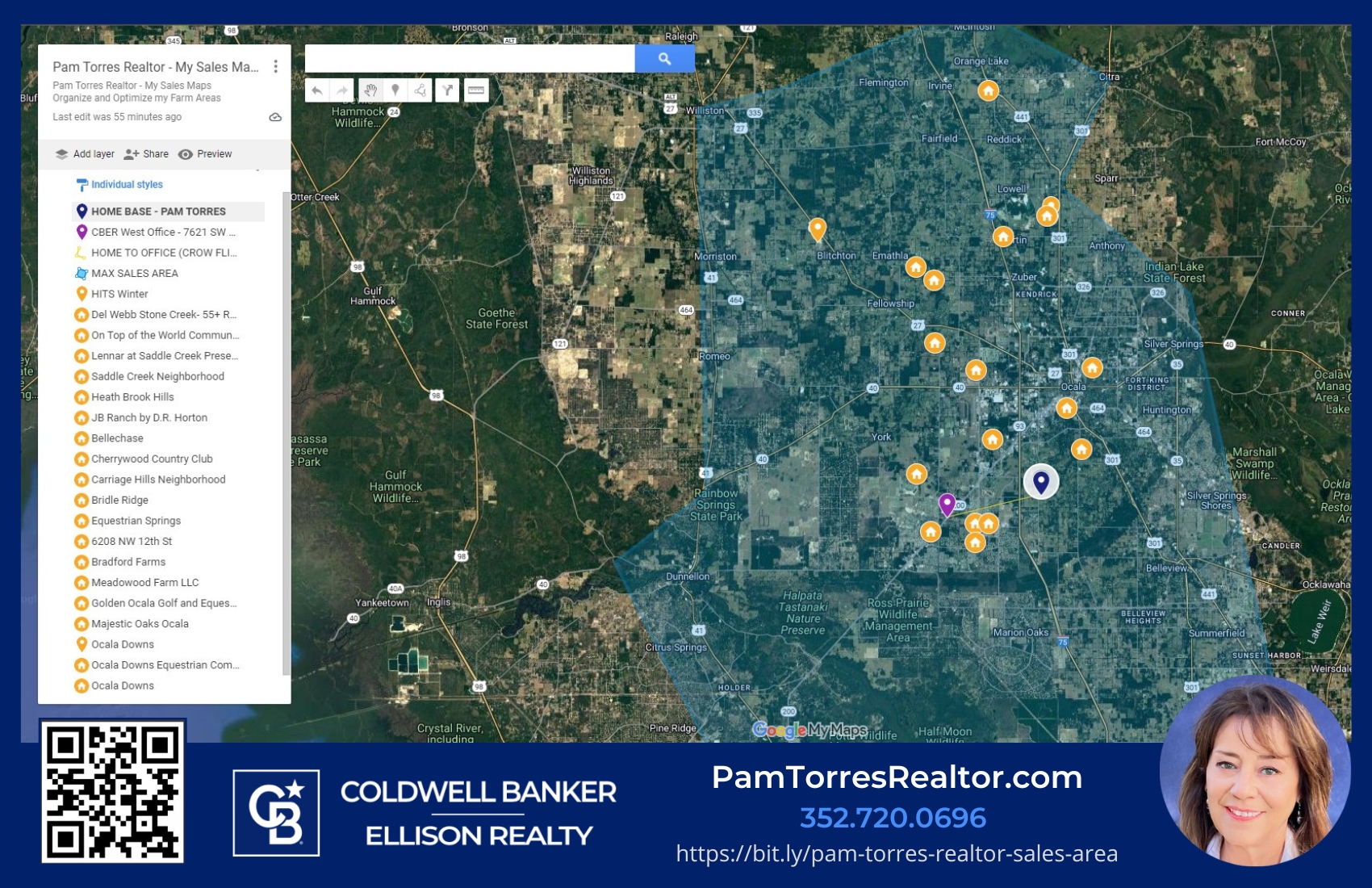 Pam Torres Realtor - My Sales Area - GOOGLE MY MAPS 11x17 ps