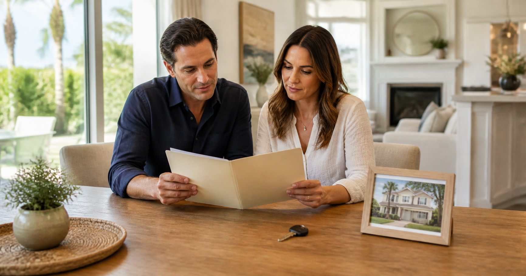 Family reviewing documents for the sale of a parent’s home held in trust