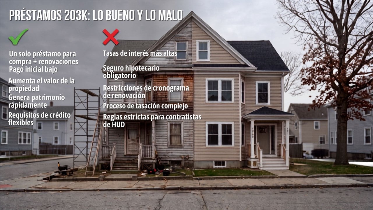 Ventajas y desventajas del préstamo FHA 203(k) sobre una casa multifamiliar de Rhode Island en plena renovación