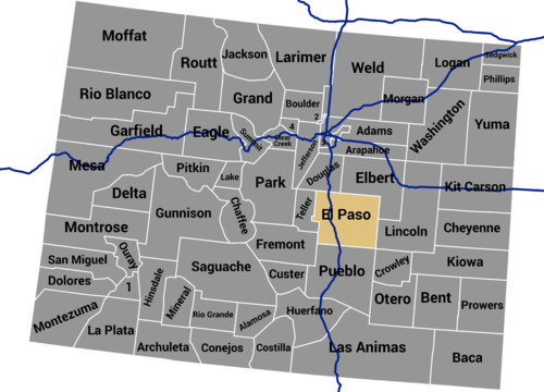 El Paso County Map Highlight