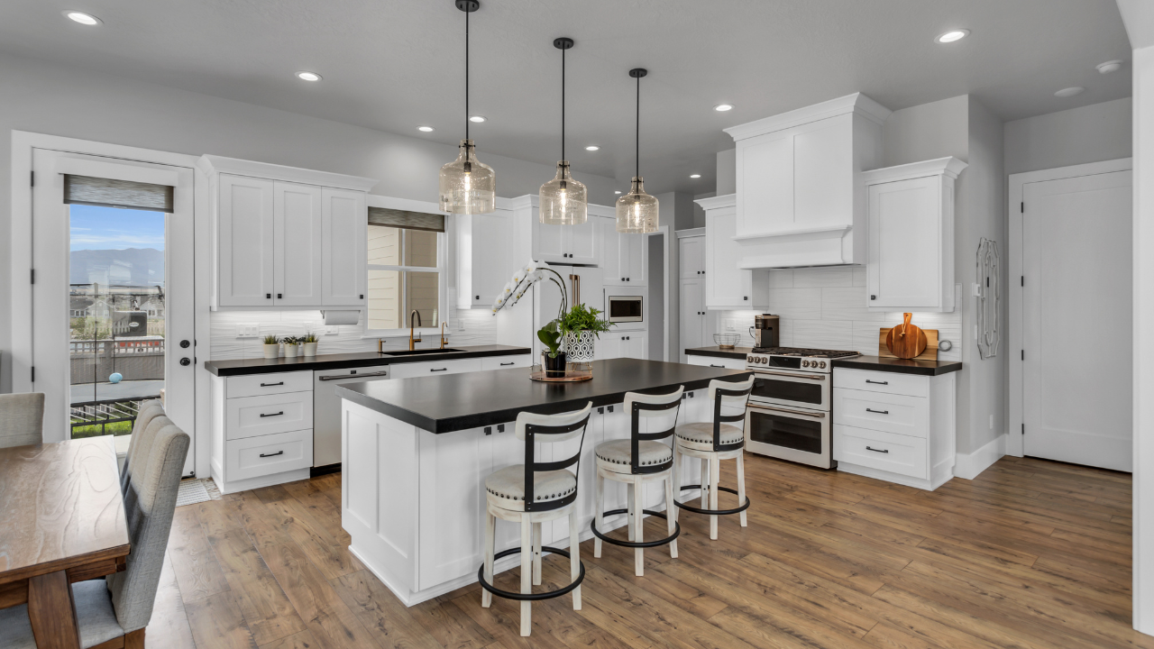 luxury kitchen with mountain views