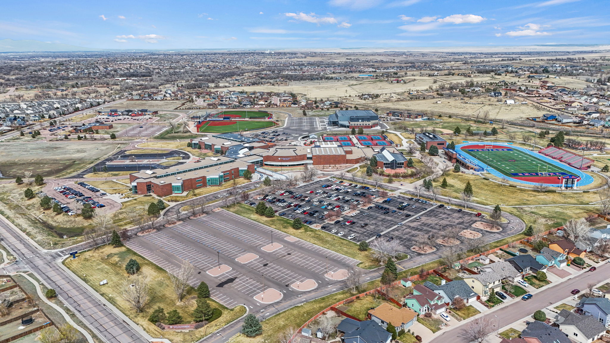 Fountain neighborhood drone image