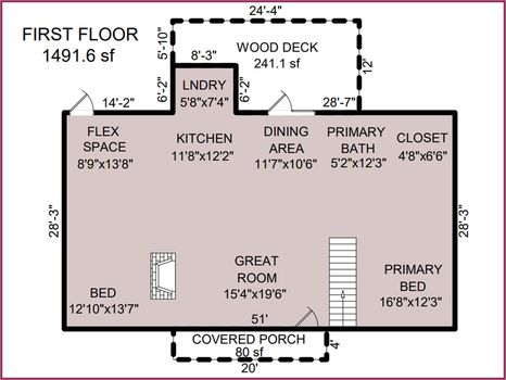 Floor Plan Level 1 – 223 Woodridge Drive, Belmont, NC