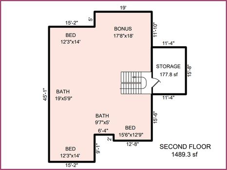 Floor Plan Level 2 &#8211; 105 Shimmerlake Lane, Belmont, NC