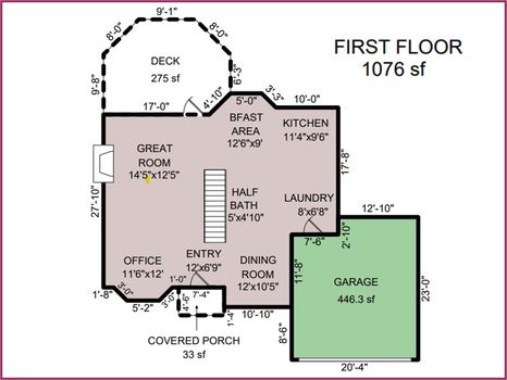 Floor Plan Level 1 &#8211; 2040 Jefferson Avenue, Gastonia, NC