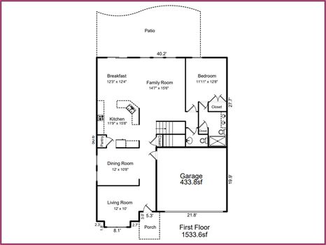 Floor Plan Level 1 &#8211; 3330 Sand Post Oak Court, Gastonia, NC