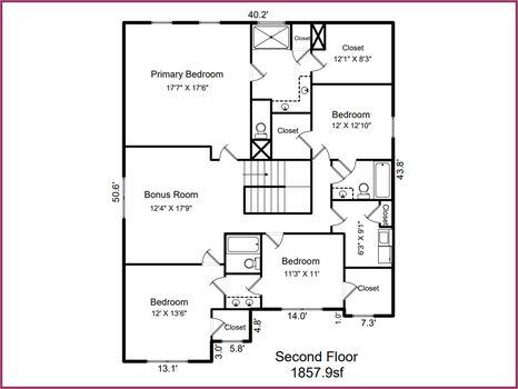 Floor Plan Level 2 &#8211; 3330 Sand Post Oak Court, Gastonia, NC