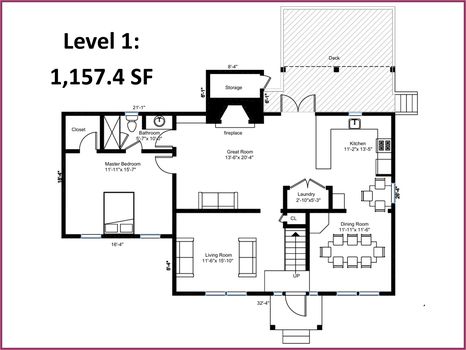 Floor Plan Level 1 - 1315 South Point Road, Belmont, NC