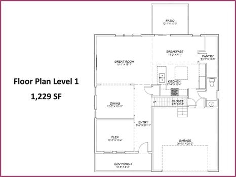 Floor Plan Level 1 - 3427 Laurel Oak Lane, Gastonia, NC