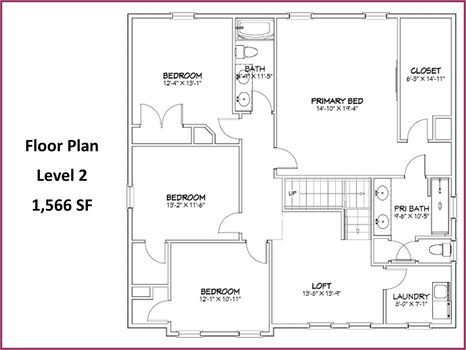 Floor Plan Level 2 - 3427 Laurel Oak Lane, Gastonia, NC