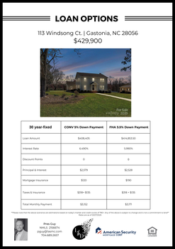 Flyer Finance - 113 Windsong Court, Gastonia, NC Pres Guy