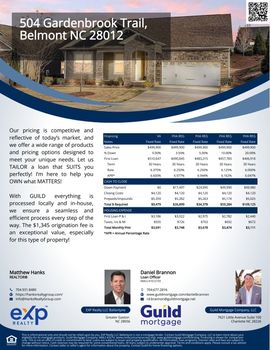 Finance Flyer - 504 Gardenbrook Trail, Belmont, NC - Daniel Brannon