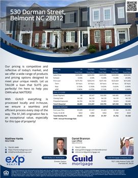 Finance Flyer - 530 Dorman Street, Belmont, NC Daniel Brannon