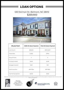 Finance Flyer - 530 Dorman Street, Belmont, NC Pres Guy