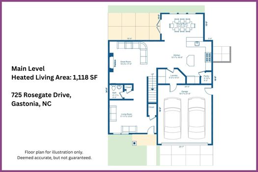 Floor Plan Level 1 - 725 Rosegate Drive, Gastonia, NC