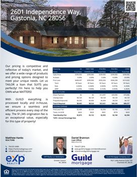 Finance Flyer - 2601 Independence Way, Gastonia, NC Daniel