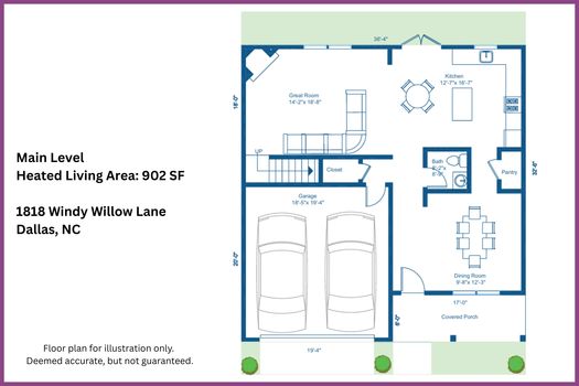 Floor Plan Main Level - 1818 Windy Willow Lane, Dallas, NC
