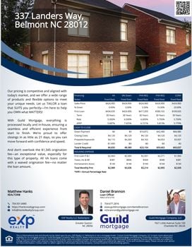 Finance Flyer - 337 Landers Way, Belmont, NC