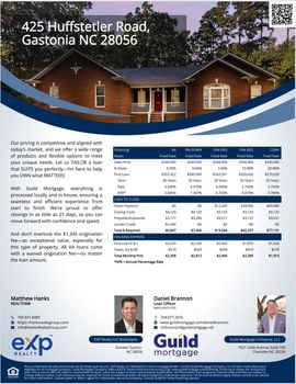Finance Flyer - 425 Huffstetler Road, Gastonia, NC
