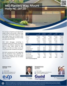 Finance Flyer - 440 Planters Way, Mount Holly, NC