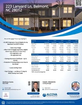 Finance Flyer - 223 Lanyard Lane, Belmont, NC