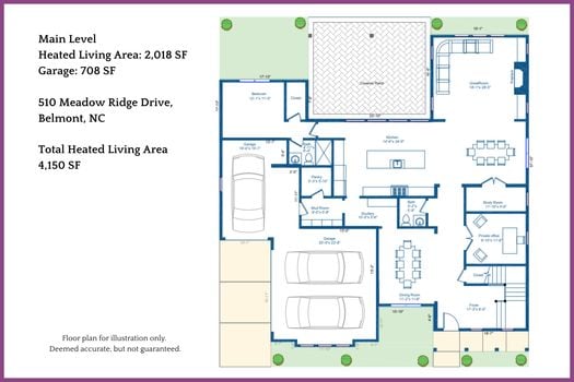 Floor Plan Level 1 - 510 Meadow Ridge Drive, Belmont, NC
