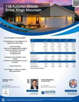 Finance Flyer - 158 Autumn Woods Drive, Kings Mountain, NC
