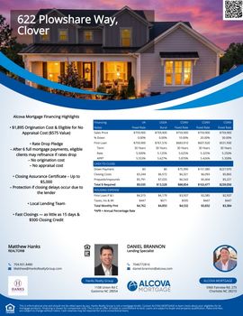 Finance Flyer - 622 Plowshare Way, Clover, SC