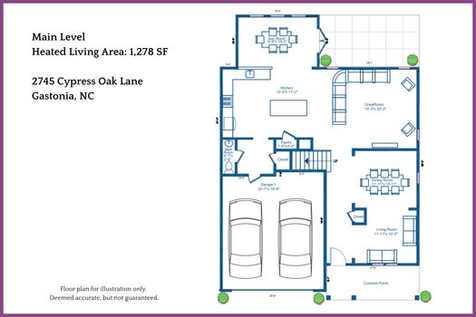 Floor Plan Level 1 - 2745 Cypress Oak Lane, Gastonia, NC