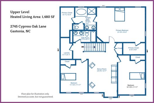 Floor Plan Level 2 - 2745 Cypress Oak Lane, Gastonia, NC