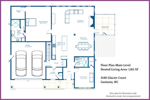 Floor Plan Level 1 - 3140 Glacier Court, Gastonia, NC